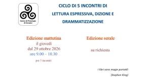 Lettura espressiva, dizione e drammatizzazione: dal 29 ottobre